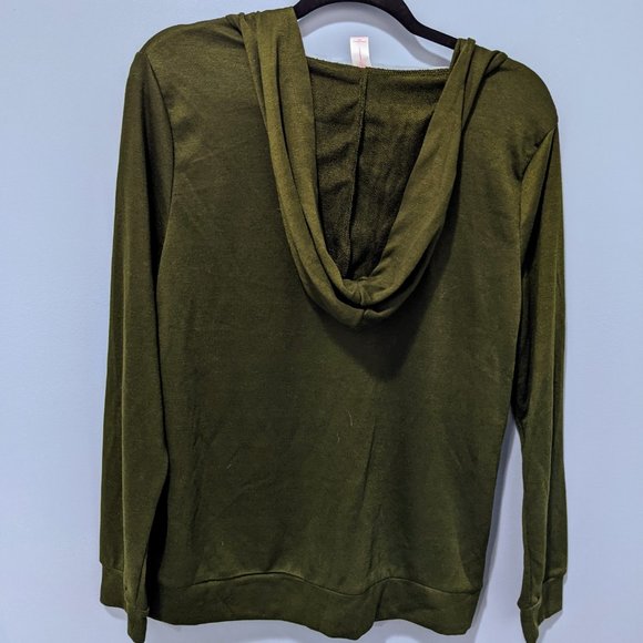 Olive Green Hoodie Sweater - Picture 2 of 3